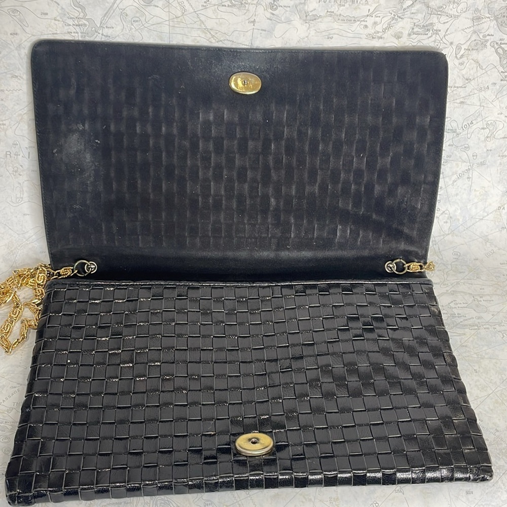 ☔️ VINTAGE ENVELOPE/S-CHAIN WOVEN LEATHER SUEDE CLUTCH - Picture 9 of 12